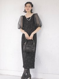 petirobe/プチローブ petirobe パフスリーブラメフラワードレス/508463060