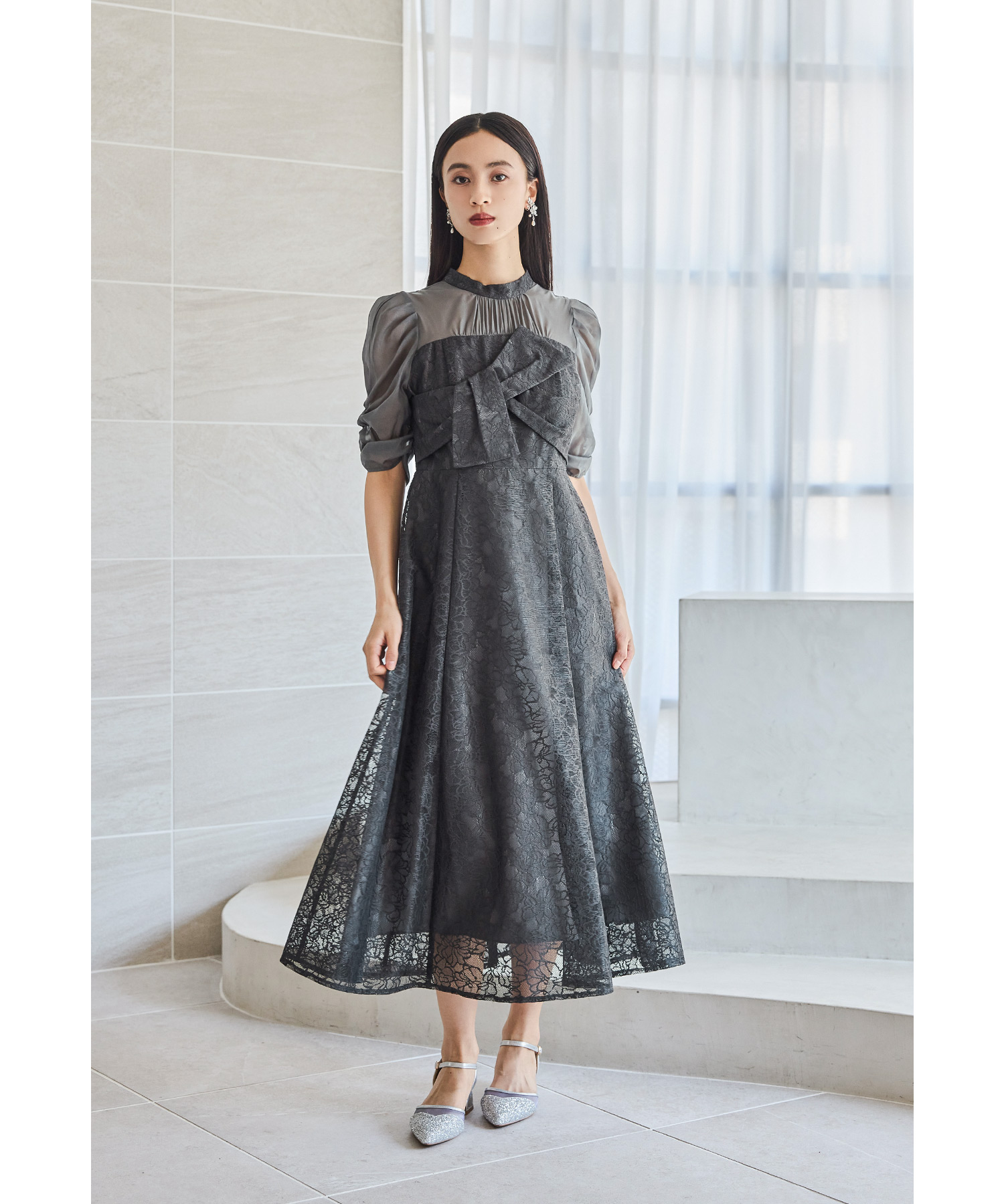 ニアナ niana フラワーレースノットデザインドレス パーティー