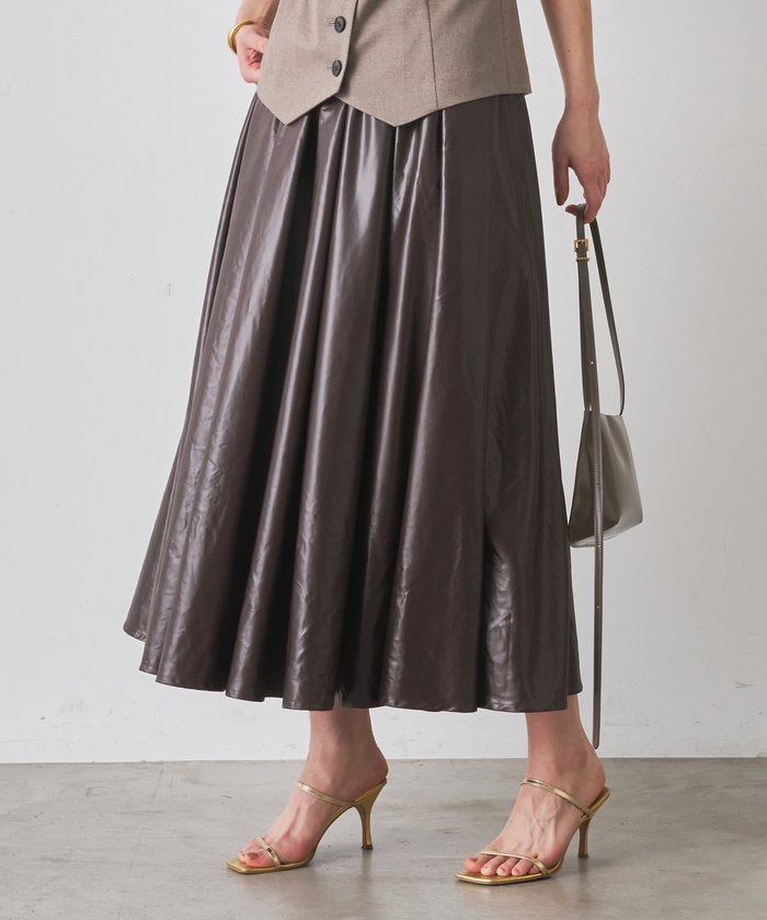 極美品☆Whim Gazette 雑誌掲載　コーティングギャザースカート　黒 many many gather skirt / black （メニーメニーギャザー