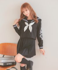 Tika/ティカ Tika コスプレ 龍刺繍入り ミニ丈 体型カバー 袖あり プリーツ フレアスカート セーラー服 4点セット (セーラー服上下/スカーフ/ソックス)/508468922