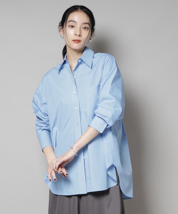 オト様　美品　cccmalie ショート丈長袖ブラウス　サックスブルー オト様 美品 cccmalie ショート丈長袖ブラウス サックスブルー