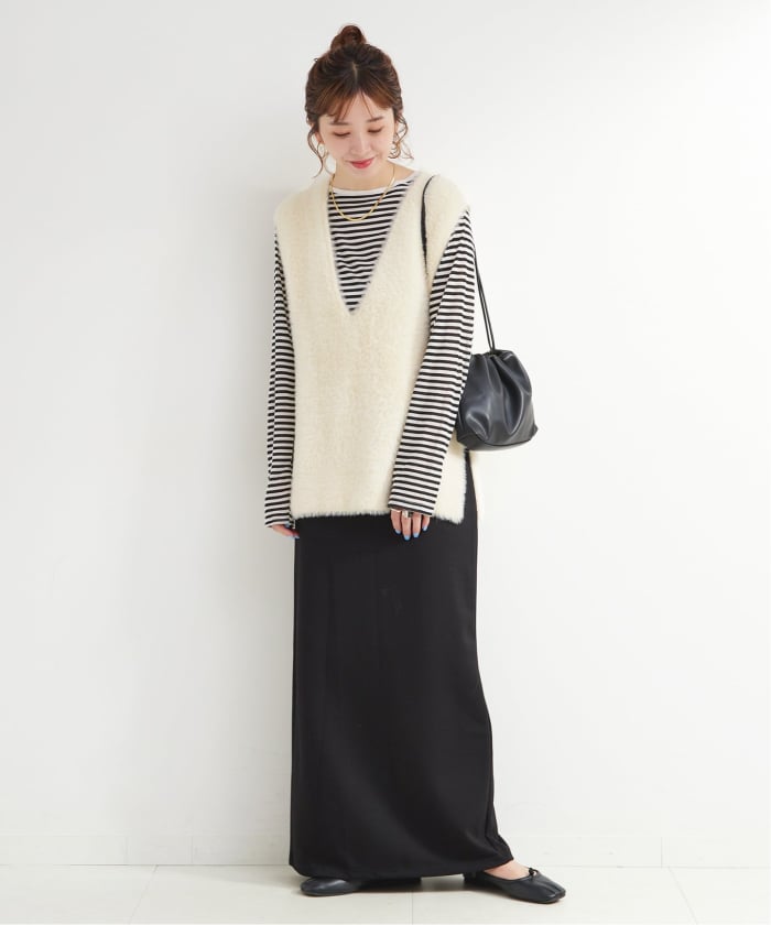 【超美品】DRESS フィッシングベスト ブラック/カーキ ライトおまけ付き forksy.】2WAYクロップドメランジメッシュニットカーディガン