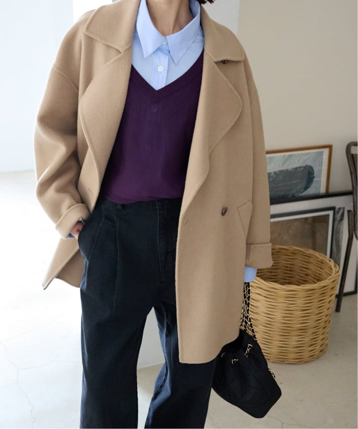 予約》souple wool ダブルフェイスミドルコート(508474509