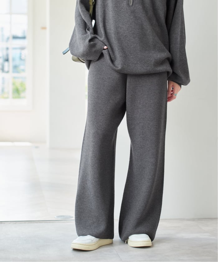 美品✨ワイズ アシンメトリー ニットパンツ リネン 麻 ブラック L相当 予約》片畦ニットパンツ(508474640) | スピック＆スパン(Spick