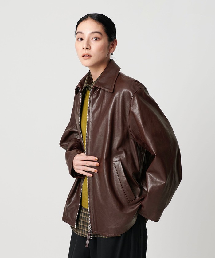 【美品】ユナイテッドアローズ　United Arrows レザージャケット シープレザー フロントジップ ジャケット(508438658
