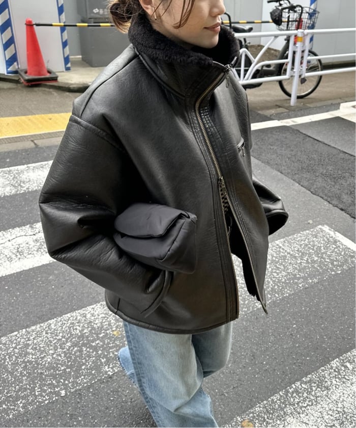 WEB限定追加予約》フェイクレザーボアブルゾン(508477157