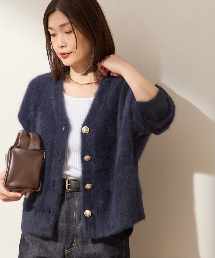 ジャーナルスタンダード レサージュ DULFニュアンスコート ネイビー F 追加予約》FOX CASHMERE Vネックカーディガン(508487885