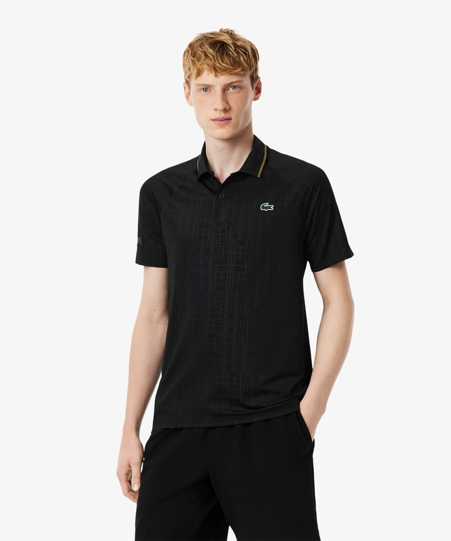 LACOSTE ストライプ ブラック ポロシャツ　ジョコビッチモデル ラコステ LACOSTE 【EC only】『ノバク・ジョコビッチ』ラケット