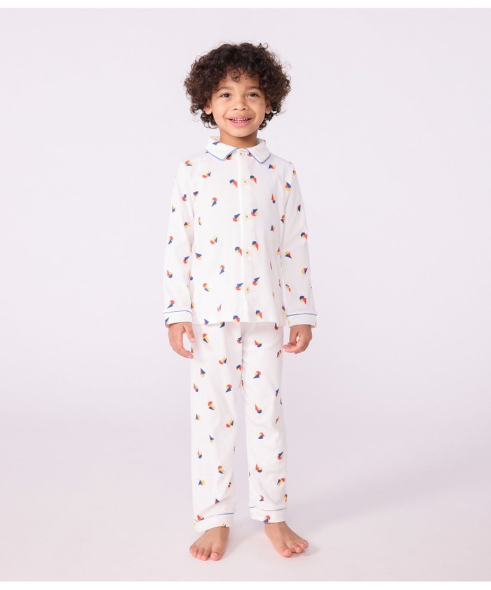 プチバトー PETIT BATEAU パジャマ　S相当　メンズ　レディース 2x2リブ編み長袖パジャマ｜ベビー服・子供服通販のPETTIT