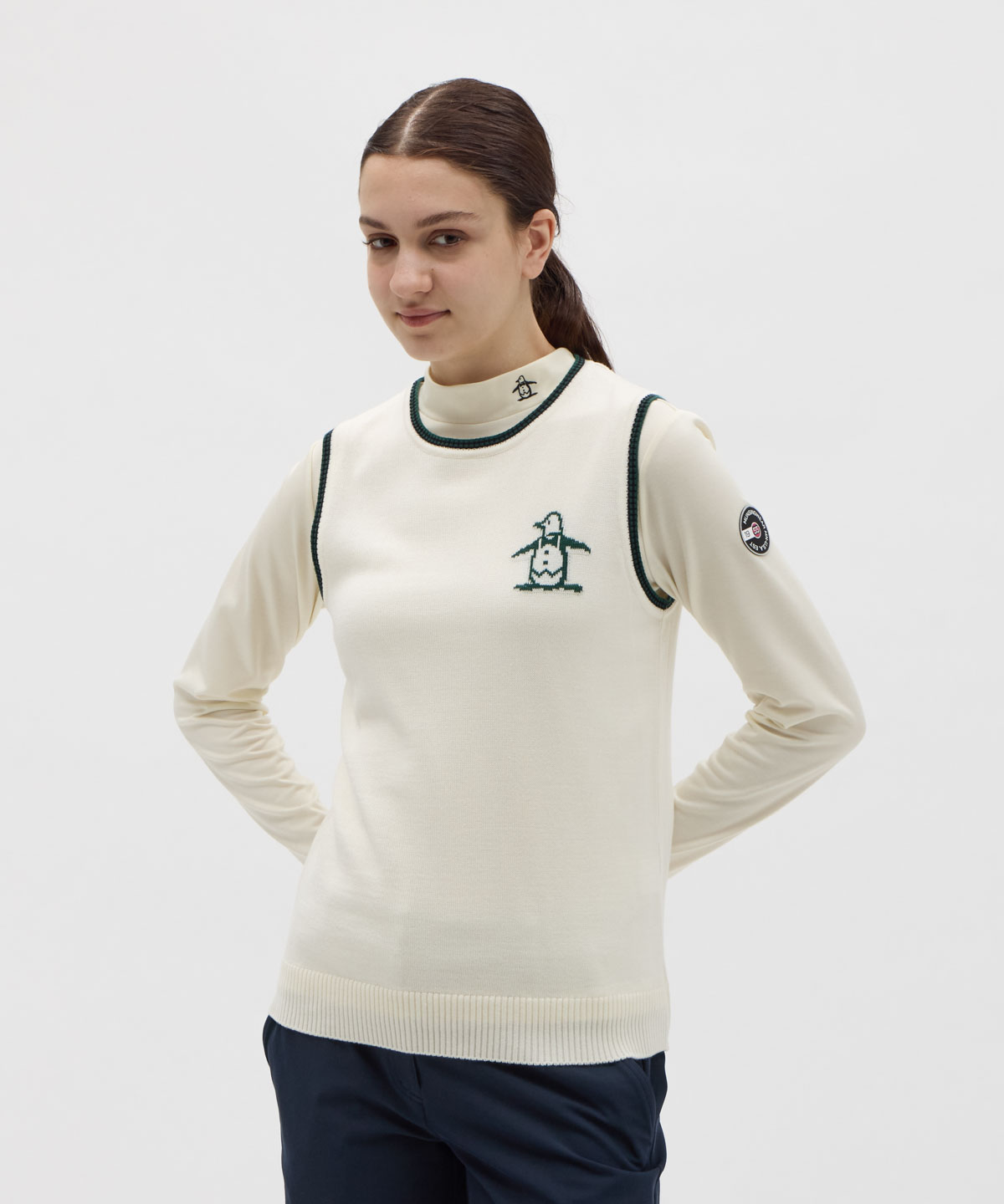 Munsingwear - coco 中古 マンシングウェア Munsing wear レディース セットアップ M 紺 ネイビー 訳あり ベスト×スカート 中綿 総柄 Munsingwear セール 公式 マンシングウェア ハーフジップ